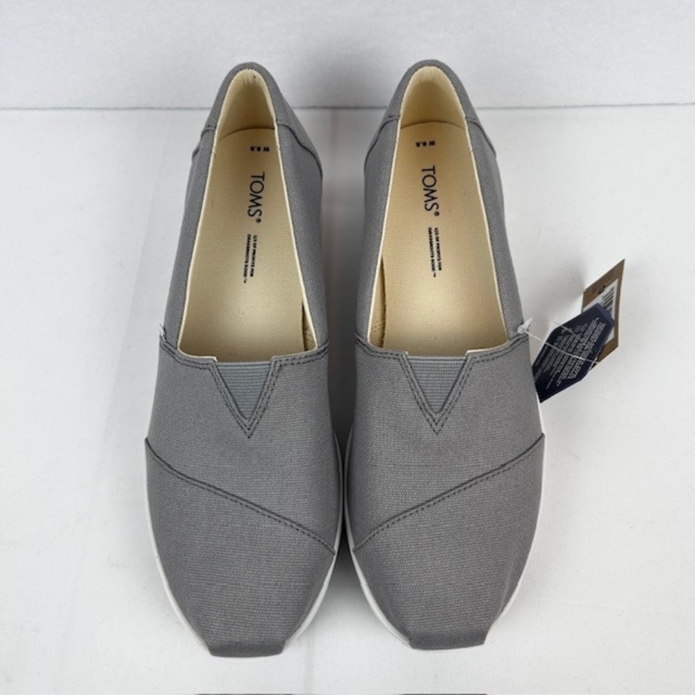 TOMS Alpargata Midform Drizzle Grey Canvas Platform Slip On Shoes 8.5 - Picture 7 of 10